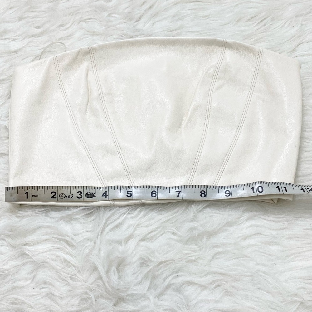 ZARA Faux Leather Cream Crop Top - Picture 3 of 6